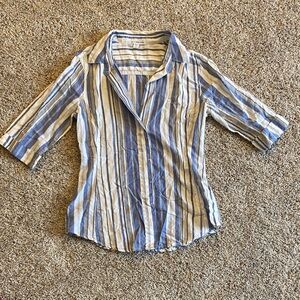 James Perse Blue and White Striped Button Down Shirt